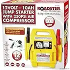 12V PORTABLE CAR JUMP STARTER AIR COMPRESSOR BATTERY START EMERGENCY BOOSTER CHARGER VOLT LEADS RECHARGEABLE BUILT IN 3.5W SPOTLIGHT GARAGE ALL IN ONE TRAVEL