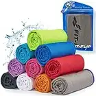 Cooling Towel Deporte y Gimnasio – Toallas de Microfibra/Toalla fría como Toalla refrigeración para Correr, Viajar y Yoga – Airflip Cooling Towel – Color: Gris - Azul Oscuro, tamaño: 120x35cm