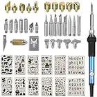 Wood Burning Kit, Wood Burning Tool Adjustable Temperature Woodburning Pyrography Pen Kit for Adults with Number Stencils 46 Pcs (Blue)