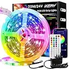 20M RGB LED Strip Lights IKERY LED Lights Strips Music Sync, Bluetooth App with 44 Keys Remote, 24V SMD 5050 LEDs Lights, DIY Color Options LED Tape Lights for Bedroom Ceiling Decor (1 Roll)