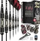 IgnatGames Darts Metal Tip Set - Professional Darts with Stylish Case and Darts Guide, Steel Tip Darts Set with Aluminum Shafts + Rubber O'Rings + Extra Flights + Dart Sharpener and Wrench