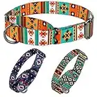 Murom Martingale Dog Collar Adjustable Tribal Pattern Aztec Training Nylon Pet Collars for Small Medium Large Dogs (Southwest, 19-24 inches)