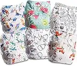 Littles and Bloomz Baby Reusable Pocket Nappy Cloth Diaper, Standard Popper, 6 Nappies, FLP2-0606