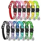 BOW CALICO Reflective Cat Collars with Bells, Safe Quick Release Cat Collar, Adjustable to Fit All Domestic Cats(12 Pack)