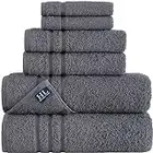Hammam Linen 6-Piece Grey Bath Towels Set Original Turkish Cotton Soft, Absorbent and Premium Towels Set for Bathroom and Kitchen 2 Bath Towels, 2 Hand Towels, 2 Washcloths (Cool Grey)