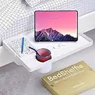 BedShelfie Nachttischregal für Bett und oberes Etagenbett, Essentials für Studentenwohnheimzimmer, schwebender Nachttisch mit Clip zum Organisieren von Caddy – 2,5-Zoll-Getränkehalter, weiß