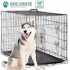 Best Home Product 48 inch Cage XXL Crates for Large Dogs Folding Dog Kennels and Metal Wire Crates Pet Animal Segregation Cage with Double-Door,Tray,Handle and Divider for Dog Training Indoor,Black