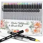 Watercolor Brush Pens, Ohuhu 24 Colors Water Color Painting Markers W/A Water Coloring Brush, Kids Watercolor Paints for Adult Coloring Books Manga Comic Calligraphy, Drawing Marker Pen Gift for Kids