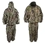 GHILLIE SUIT 3D CAMO LEAF WOODLAND SHOOTING/PHOTOGRAPHY CAMOUFLAGE JACKET AND TROUSERS - BIRD WATCHING LEAVES COVER