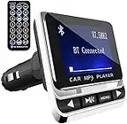 Bluetooth FM Transmitter for Car, Wireless Car Radio Adapter, Handsfree Auto Kit with Remote Control, MP3 Music Player Support USB Charger Siri Google Assistant U Disk/TF Card/Aux