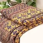 VANJOROY Bohemian Sofa Throw Blanket with Tassels, 100% Handwoven Cotton Knitted Armchair Throw for Couch, Sofa and Bed (90 * 90CM)…