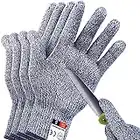 THOMEN 4 PCS (M+L) Cut Resistant Gloves Level 5 Protection for Kitchen, Upgrade Safety Anti Cutting Gloves for Meat Cutting, Wood Carving, Mandolin Slicing and More