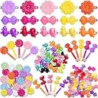 Self Hinge Cute Hair Barrettes/Clip Pins, Plastic, 80s 90s Cartoon Design, Colorful for Girls (Classic Style) - 72 Pieces