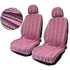 TAGMORE Pink Car Seat Cover Hippie Boho 4PCS Cute Western Accesories for Women Girls' GIF, Automotive Interior Covers Stripe Multi-Color Breathable, Universal fit for Sedan, Vans, Trucks, SUV