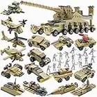 MISTBUY Army Building Blocks Toys Set, Create a WW2 German Dora Heavy Cannon Model or 16 Small Military Vehicles, with 544 Blocks and 20 Toys Soldiers, Military Toys for Boys Kids Age 6 7 8 Years Old