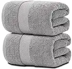 White Classic - Luxury Bath Sheet Towels for Adults Extra Large | Highly Absorbent Hotel spa Bathroom Towel | 35x70 Inch | 2 Pack (Grey)