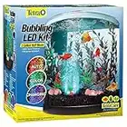 Tetra Bubbling LED Aquarium Kit 3 Gallons, Half-Moon Fish Tank With Color-Changing Light Disc