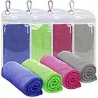 FYY 4 PCS Cooling Towel, Yoga Towel Ice Towel Microfiber Towel for Yoga, Sport, Gym, Workout, Camping, Fitness, Workout (40" x 12")-4 Colors