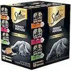 SHEBA PERFECT PORTIONS Cuts in Gravy Adult Wet Cat Food Trays (24 Count, 48 Servings), Roasted Chicken, Gourmet Salmon and Tender Turkey Entrée, Easy Peel Twin-Pack Trays