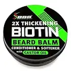 2X Thickening BIOTIN Beard Balm for Men/Mustache Wax for Thicker Facial Hair Growth - Leave in Conditioner - Softener - Moisturizer - All Natural Care Treatment - Castor Oil - USA Vegan Product