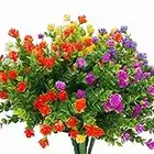 YIBUKIY 20 Bundles Artificial Flowers Outdoor Fake Flowers, UV Resistant No Fade Faux Plastic Greenery Shrubs Plants for Hanging Garden Porch Window Box Outside Decoration,Home Indoor Decor, 5 Colors