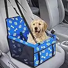 Dog Car Seat, Pet Booster Seat for Small Dogs Cats, Breathable Waterproof Dog Cat Booster Seat Cover Protector Collapsible Pet Travel Carrier Seat with Safety Leash for Small and Medium Dogs Cats -40 * 25 * 34CM (Blue)