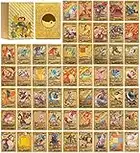 110 Stück Gold Karten für Pokemon, Vstar Vmax Goldfolienkarten mit Deck Box, Vergoldete Karte Einschließlich Verschiedener Seltener Folienkarten Sammler V Karten(14Vstar+58Vmax+32V+4GX+2PHASE)