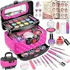 Hollyhi 47 Pcs Kids Makeup Kit for Girl, Washable Makeup Set Toy with Real Cosmetic Case for Little Girls, Pretend Play Makeup Beauty Set Birthday Toys Gift for 3 4 5 6 7 8 9 10 11 12 Years Old Kid