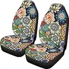 TOADDMOS Bright Blossoms Colorful Boho Floral Print Car Seat Covers for Women,Universal Auto Front Seats Protector Fits for Car,SUV Sedan,Truck