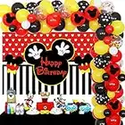 Suministros temáticos de fiesta de cumpleaños de Mickey, kit de guirnalda de globos negros con fondo de Mickey para niños 1º 2º 6 meses decoración de cumpleaños