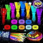 semai 100 Glow Sticks - 8 Inch Glow Sticks and Connectors, 8 Mixed Colors with Long Lasting Glow Time, Glow in the Dark Great for neon Party Weddings Concerts Halloween, Favorite Gift for Boys Girls