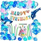 FORMIZON Globos de Tiburón Bebé, 112 Pcs Decoraciones de cumpleaños de Animales Marinos, Globos De Peces Marinos, Banner de Happy Birthday, Para infantiles años Adornos birthday Bodas (2)