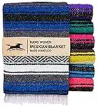 El Paso Designs Genuine Mexican Falsa Blanket - Yoga Studio Blanket, Colorful, Soft Woven Serape Imported from Mexico (Blue)