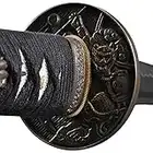 Handmade Sword - Samurai Sword Katana, Functional, Hand Forged, 1060 Carbon Steel, Heat Tempered, Full Tang, Sharp, Bendable Blade, Black Wooden Scabbard, Sword Certificate