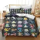 onkhvqa Cartoon 3 Piece Bed Set Twin Queen Anime Comforter Sets 86"X70" Fun Cute Duvet Cover Sets Super Soft Boys Bedding Set Kids Bedroom Gifts (1 Comforter + 2 Pillowcovers)