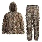 Ghillie Suits, 3D Leafy Ghille Suit, Hooded Hunting Airsoft Camouflage Suits for Jungle Hunting, Shooting, Airsoft, Wildlife Photography or Halloween.…