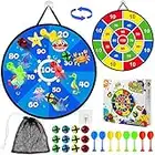 Jeu de Fléchettes pour Enfants 66cm Jeu de Fléchettes Double Face Pliable avec 12 Balles Collantes 8 Fléchettes 1 Crochets 1 Sac de Rangement Jouets d'extérieur et Jeux de Fête pour Enfants 3-12 Ans