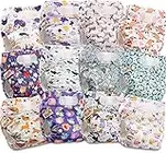 Littles & Bloomz Lot de 12 Couches Réutilisables Lavable pour Bébé avec Fermeture Crochet et Boucle, FLV2-1202