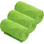 ZoneYan 3 Piezas Toalla de Enfriamiento, Toalla de Refrigeración, Toalla Refrescante, Toalla Gimnasio Microfibra, Cool Towel, Super Absorción de Agua, Verde, para Correr, Escalar, Hacer Senderismo