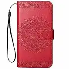 Hancda Hülle für iPhone SE 2022 / iPhone SE 2020 / iPhone 8 / iPhone 7 Handyhülle Klapphülle Tasche Hülle Flip Case Leder Schutzhülle Klappbar Cover Handytasche Geldbörse Magnet Case Lederhülle,Rot