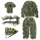 GUGULUZA Traje de Ghillie 3D para adultos, ropa de caza de camuflaje de bosque de selva, camouflage, M-L