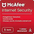 McAfee Internet Security 2023 | 1 Gerät | Virenschutz- und Internet-Sicherheitssoftware | Windows/Mac/Android/iOS | 1-Jahres-Abonnement | Download-Code