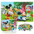 LELEMON Mickey Mouse Puzzles for Kids Ages 4-8,60 Piece Disney Puzzles for Kids Ages 3-5,Minnie Jigsaw Puzzles Kids Puzzles in a Metal Box,Educational Learning Puzzle Toys Gifts for Girls and Boys