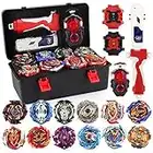 JIMI Bey Battling Top Burst Gyro Toy Set 12 Spinning Tops 3 Launchers Combat Battling Game with Portable Storage Box Gift for Kids Children Boys Ages 8+