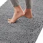 Gorilla Grip Bath Rug 24x17, Thick Soft Absorbent Chenille, Rubber Backing Quick Dry Microfiber Mats, Machine Washable Rugs for Shower Floor, Bathroom Runner Bathmat Accessories Decor, Grey