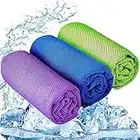 YQXCC 3 Pcs Cooling Towel (120x30 cm) Cool Cold Towel for Neck, Microfibre Ice Towel, Soft Breathable Chilly Towel for Yoga, Golf, Gym, Camping, Running, Workout & More Activities