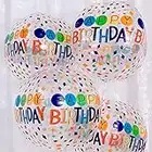 4D Balloons, Colorful Happy Birthday Mylar Balloons, 22 Inches Clear Round Rainbow Foil Balloons, Birthday Decorations, Party Supplies for Kids Women Men (4 Pcs)