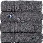 Hammam Linen Cool Grey Bath Towels 4-Pack - 27x54 Soft and Absorbent, Premium Quality Perfect for Daily Use 100% Cotton Towel 600 GSM